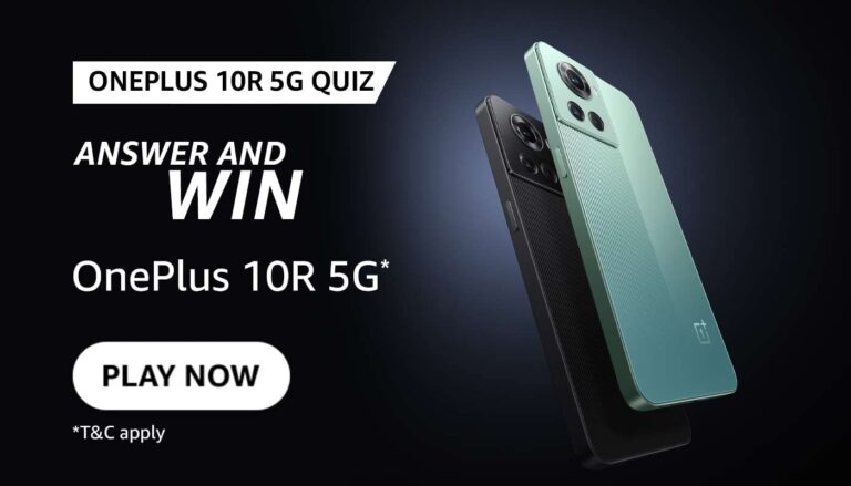 Amazon Oneplus 10R 5G Quiz Answers Today Win Prizes