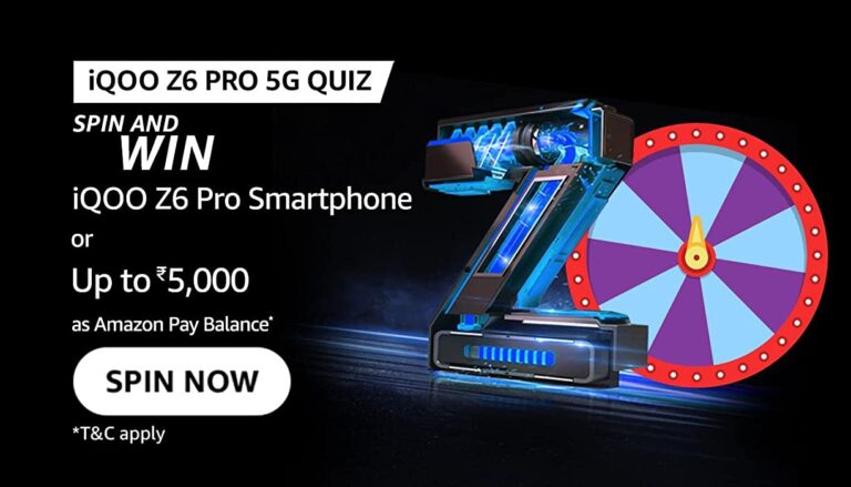 Amazon iQOO Z6 Pro 5G Quiz Answers Today Win 5000