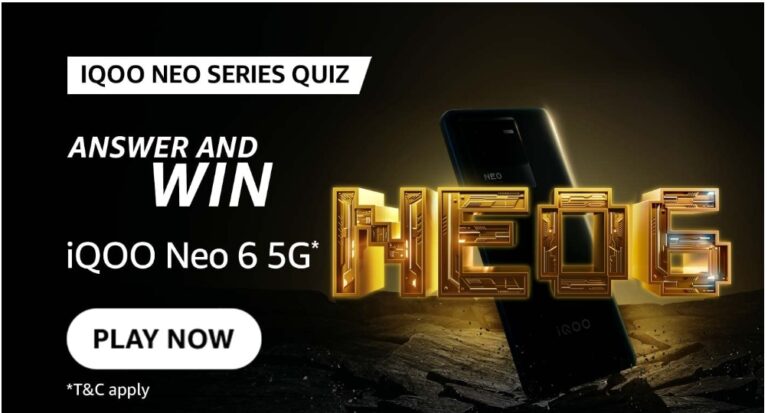 Amazon iQOO Neo 6 5G Quiz Answers Today Win smartphone