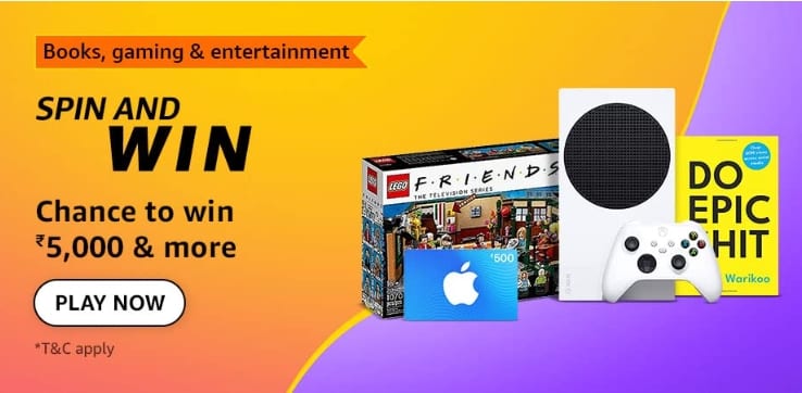 Amazon Book Gaming & entertainment Quiz Answers Spin & Win 5000