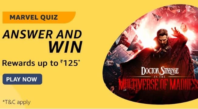 Amazon Pay Movies MARVEL Quiz Answers Today Win Reward up to ₹125
