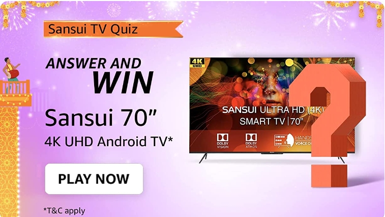 Amazon Sansui TV Quiz Answers Win smart tv