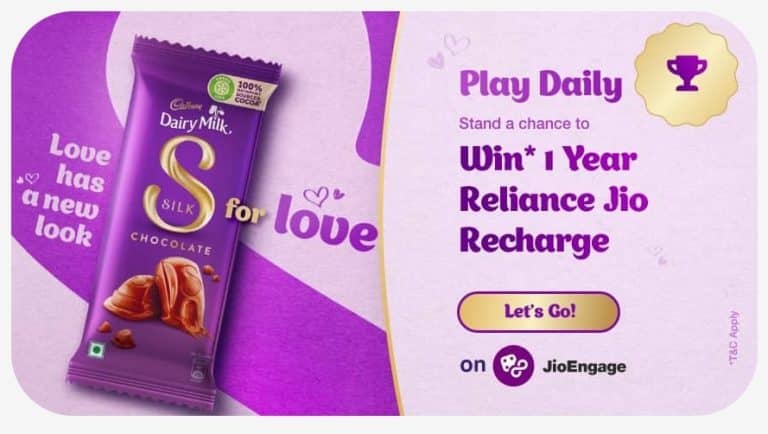 MyJio Cadbury Silk Answers: Win 1 Year Recharge