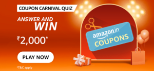 Amazon Coupon Carnival Quiz Sep Answers You can now get additional discounts on products listed on Amazon.in over and above their existing price. Using which of these offering can you avail this benefit?