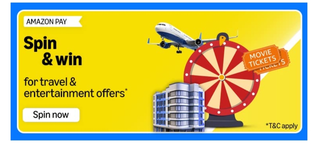 Amazon Pay Travel & Entertainment offers Quiz Answers Spin and Win Rewards 1 travel spin